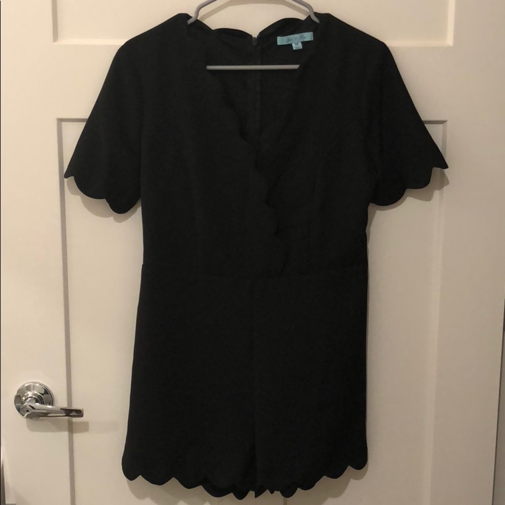 Scalloped Black Romper